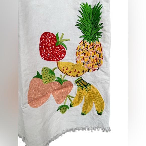 Anthropologie Holding Horses Fruit Salad Linen Tunic Dress White Raw Size Medium - Picture 5 of 9